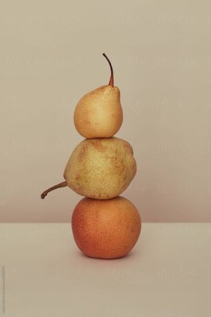 "Three Fruits Stack Up On Table" by Naoko Kakuta